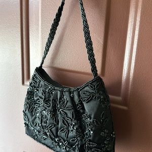 La Regale - sparkly beaded black evening bag
